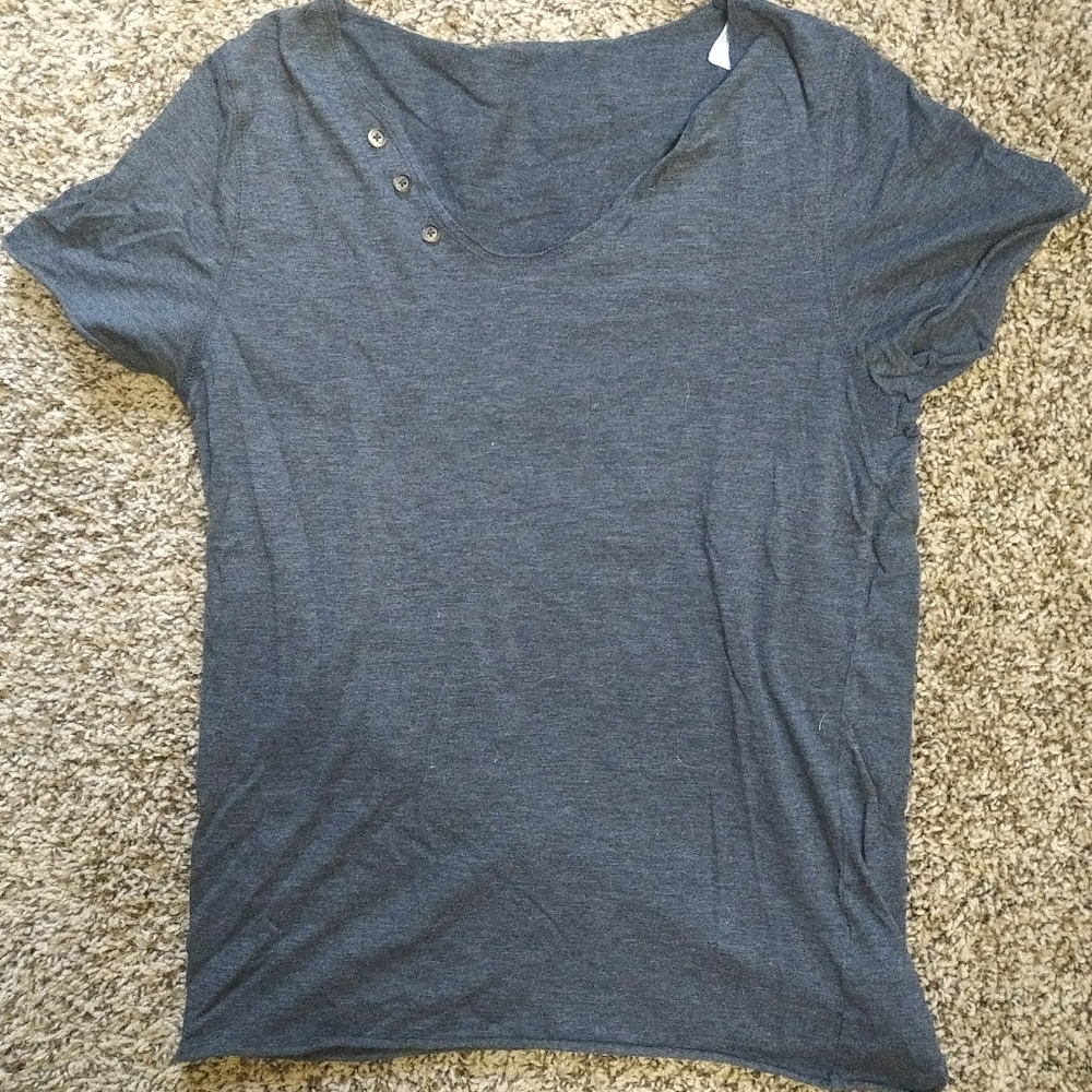 Topman Grey Rolled-edge Scoop Neck Tee